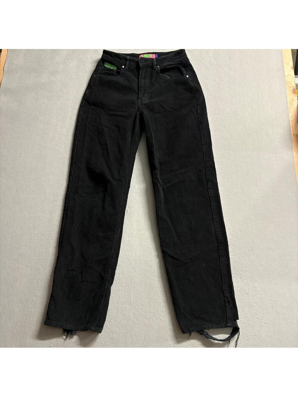 Empyre Tori Corduroy Pants Womens Size 2 Black Skate Streetwear Wide Leg